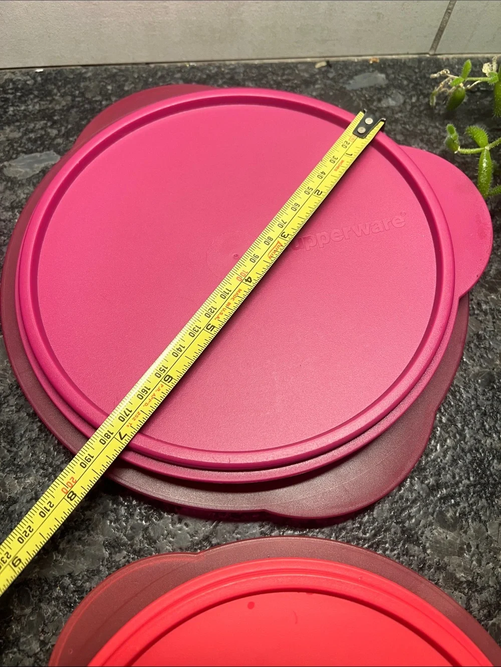 Tupperware Collapsable Red and Pink Round Storage Containers - Set of 4